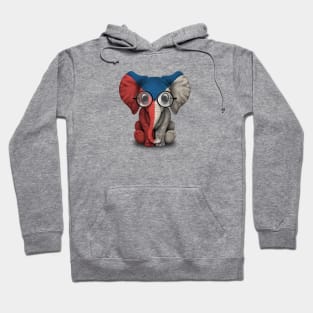 Baby Elephant with Glasses and Czech Flag Hoodie